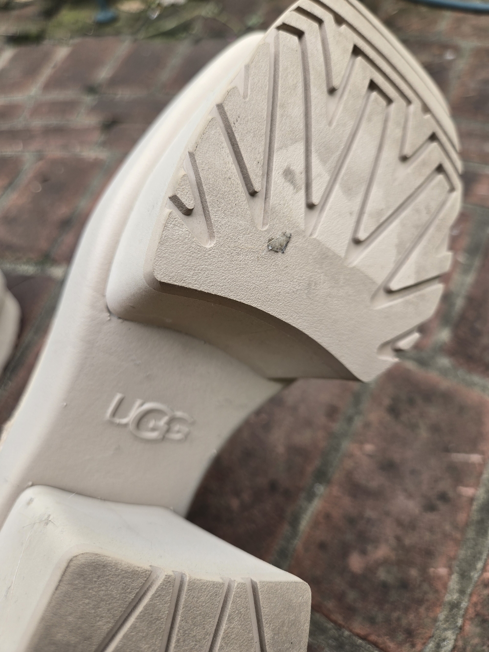 UGG New Heights Wi Ter White Suede Platform Ankle Boots with Fleece Lining - Picture 6 of 6